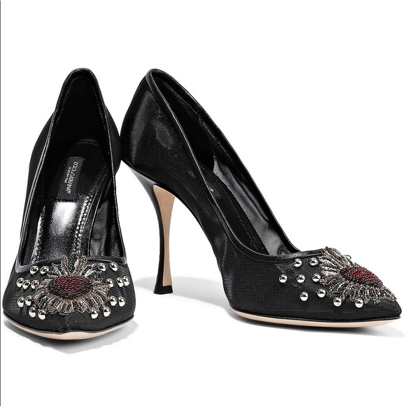 Dolce &Gabbana Lori leather embellished mesh pump - Picture 1 of 12